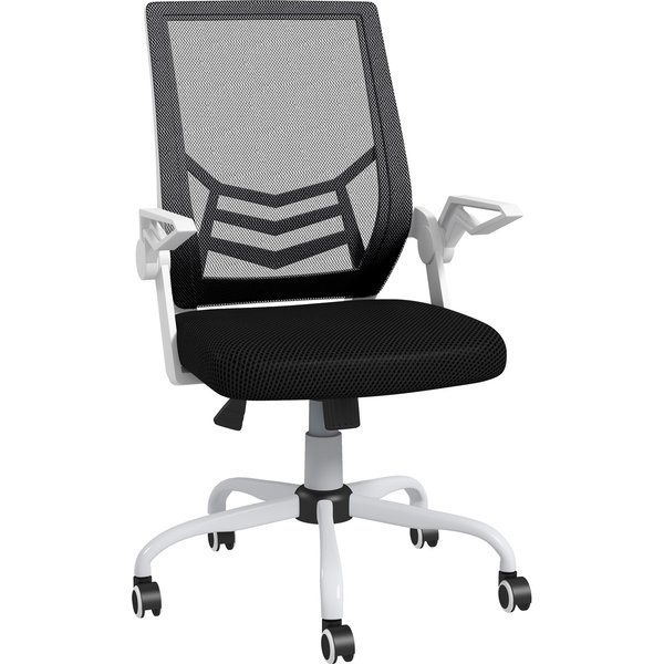 Vinsetto Ergonomic Desk Chair with Flip-Up Armrests, Swivel Wheels & Adjustable Lumbar Support for Home Office & Study, Scratch Resistant, Black Aosom UK