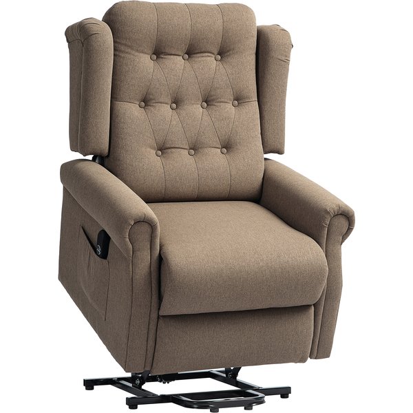 HOMCOM Power Lift Recliner Chair, Wingback Button Tufted Electric Lift Chair for Elderly with Remote Control, Pockets, for Living Room, Dark Brown | Aosom Ireland