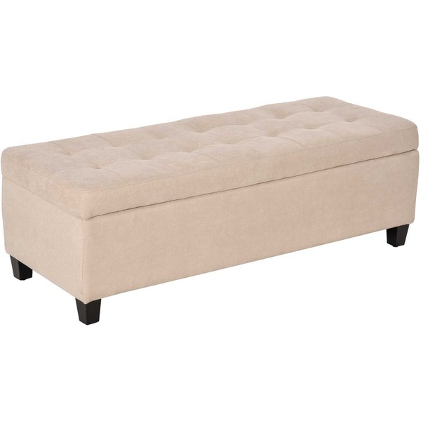HOMCOM Microfibre Upholstered Tufted Ottoman Beige | Aosom Ireland