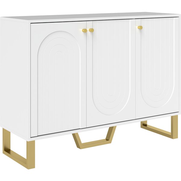 HOMCOM 3-Door Sideboard Storage Cabinet - White | Aosom Ireland