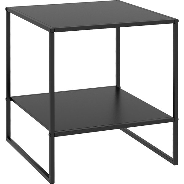 Homcom Table Basse D'appoint CarréE Style Industriel En MéTal Noir Avec Une éTagèRe - 40 X 40 X 45 Cm Noir-image