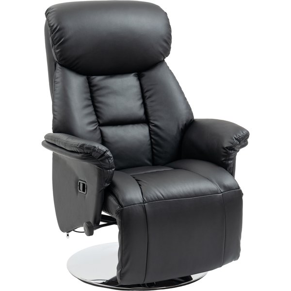 Homcom Fauteuil De Relaxation Inclinable Pivotant Repose-Pied RéGlable, Jusqu'à 150 Kg, Pour Salon, Chambre, Home CinéMa, Noir-image