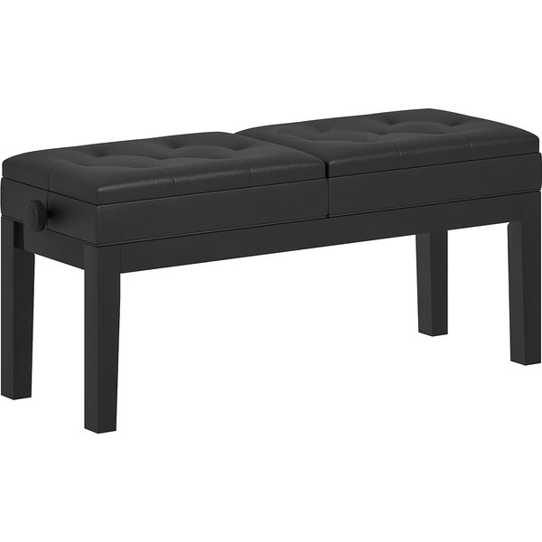 Homcom Banc De Piano RéGlable En Hauteur, Tabouret De Piano Avec Rangement, Banquette Pour Clavier Capitonné, Noir-image