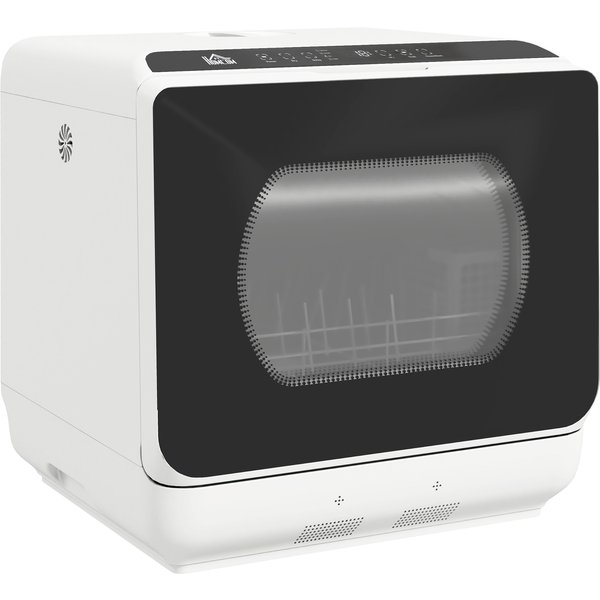 HOMCOM Table Top Dishwasher, Mini Countertop Dishwasher with 4 Place Settings, 6 Programmes, 6L Water Tank, Touch Control, LED Display Aosom UK