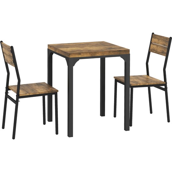 Homcom Ensemble Table à Manger Avec 2 Chaises Encastrables, Pour Cuisine Salon Maison, Rustique-image