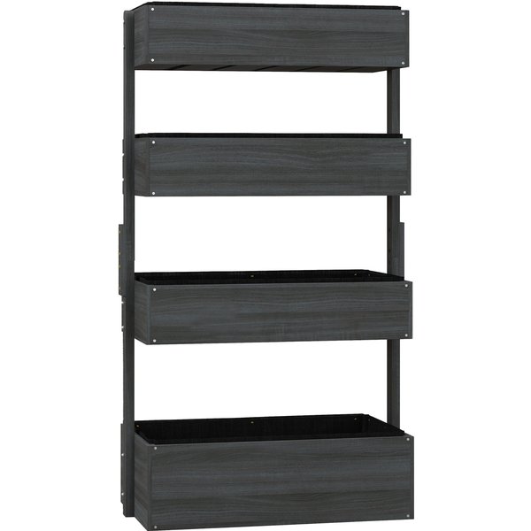 Outsunny Four-Tier Basket Wooden Plant Stand - Grey | Aosom Ireland