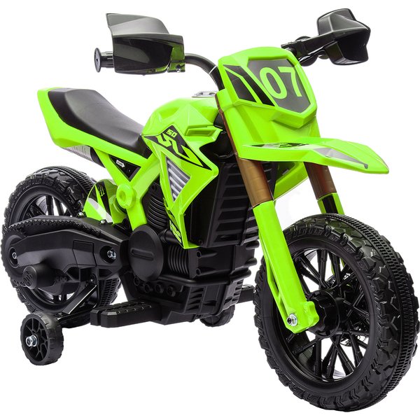 Aiyaplay Moto éLectrique Pour Enfants, 6V Batterie-Antrieb, Roues De Support, Klaxon, Bruit De DéMarrage, 3-8 Ans, Vert-image