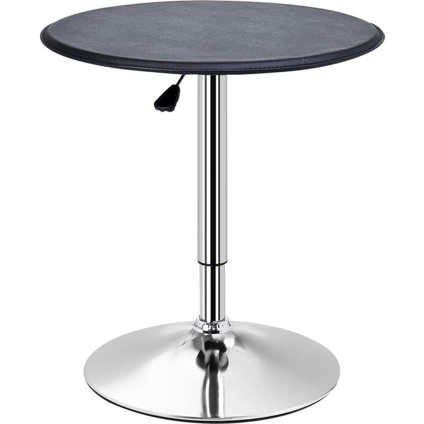 HOMCOM Adjustable Round Bistro Bar Table with PVC Leather Top Steel Base Home Kitchen Dining Desk Black Aosom UK