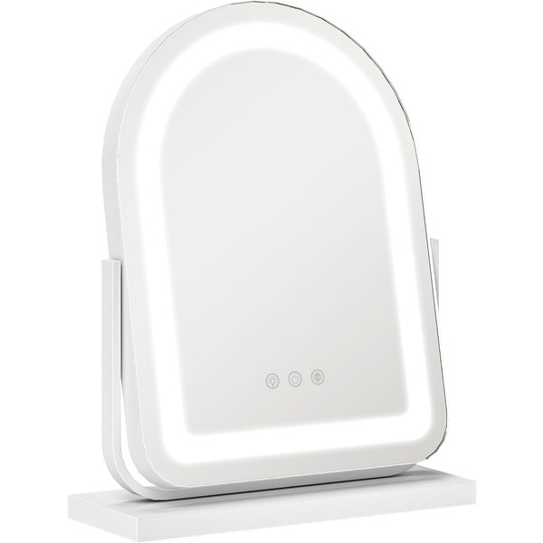 HOMCOM LED Vanity Mirror with Lights, 33 x 44.5cm Lighted Makeup Mirror with 3 Colour, 360° Rotation, Touch Screen, for Dressing Room, White