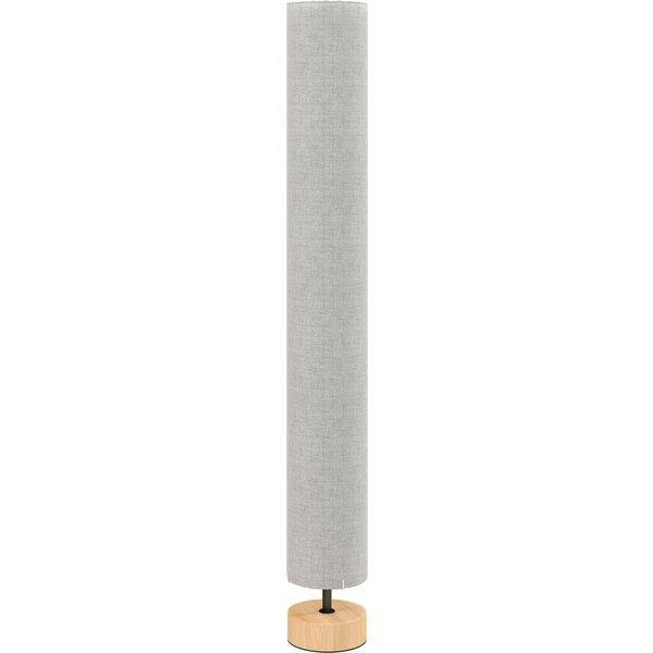 Homcom Lampadaire Sur Pied De Salon Avec Abat-Jour En Lin, Interrupteur à Pied, 2 X Douille E27, 120 Cm, Gris-image