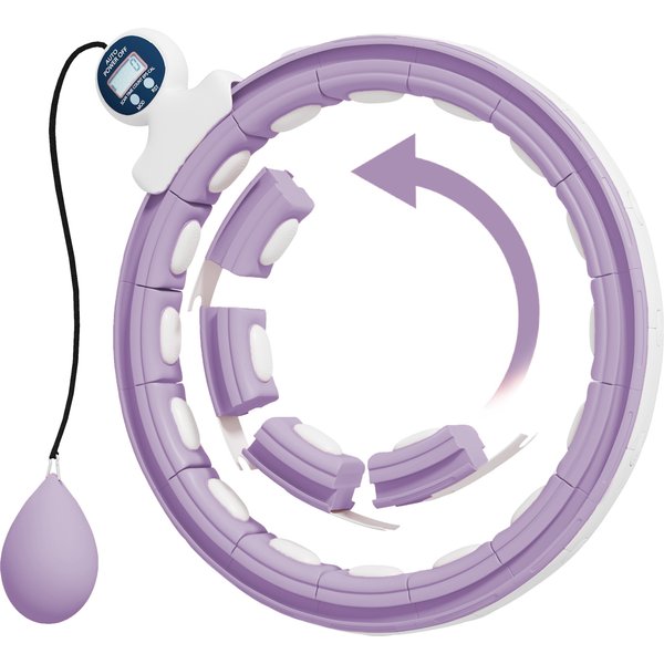 SPORTNOW Smart Weighted Hula Hoop, Massage Hula Ring w/ 16 Detachable Knots, 360° Auto-Rotating Ball, Digital Counter, Purple | Aosom Ireland
