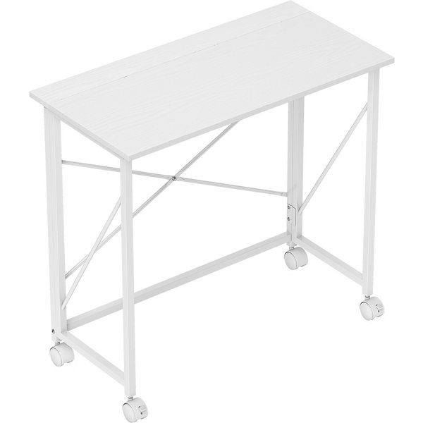 HOMCOM 80 cm Folding Desk on Wheels - White | Aosom Ireland