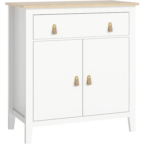 Homcom Buffet Salon Meuble De Rangement Avec Placard à 2 Portes, Tiroir Et éTagèRe RéGlable, 80 X 40 X 90 Cm, Blanc-image