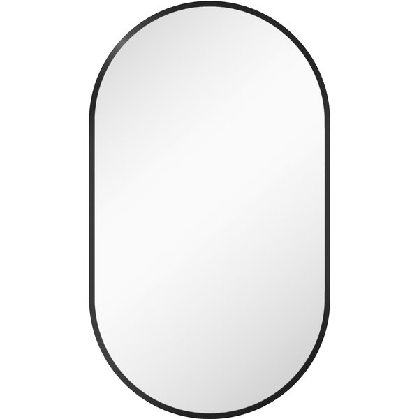 Homcom Miroir Ovale Mural Cadre En Aluminium Style Minimaliste Montage Vertical Ou Horizontal Avec 3 Crochets 40 X 70 Cm Noir-image
