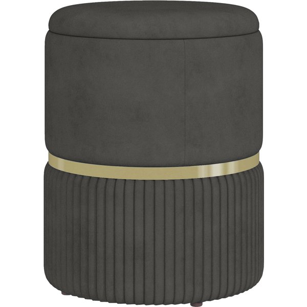 Homcom Pouf Coffre Velours Gris CôTelé ÉLéGant Pour Salon Et Chambre Avec Rangement Compact Aosom France-image