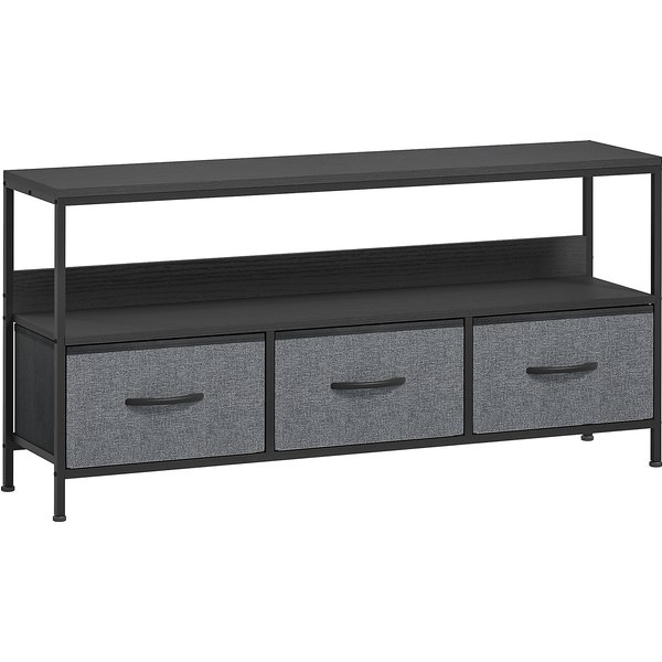 HOMCOM TV Stand Cabinet with 3 Foldable Drawers - Black