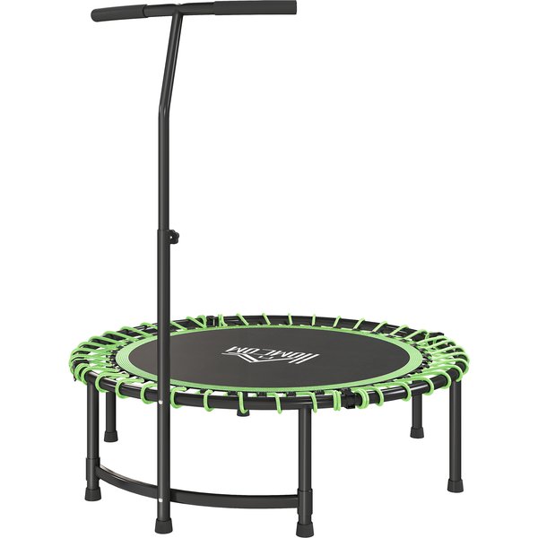 HOMCOM Mini Round Steel Frame Trampoline w/ Adjustable Handle, Green