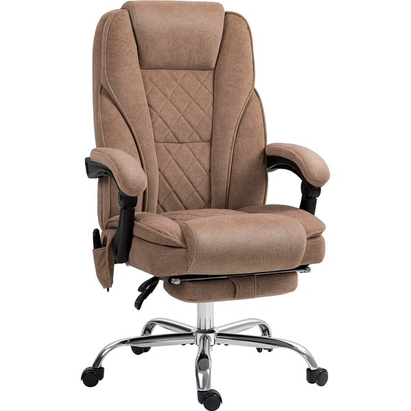 Vinsetto Massage Office Chair, Heated Reclining Computer Chair with Adjustable Height and Footrest, Brown | Aosom Ireland