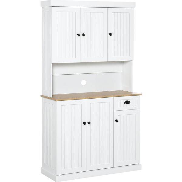 HOMCOM Kitchen Storage Cabinet, Modern Cupboard with Microwave Shelf, Drawer and Cabinets, Ideal for Kitchen Organisation, White Aosom UK