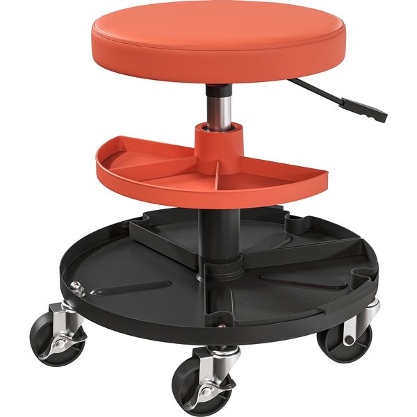 HOMCOM Rolling Mechanic Stool, 135kg Capacity Workshop Stool, 360° Swivel Roller Padded Creeper Seat with Wheels, Tool Trays Storage for Garage, Shop, Auto Repair, Yellow | Aosom Ireland