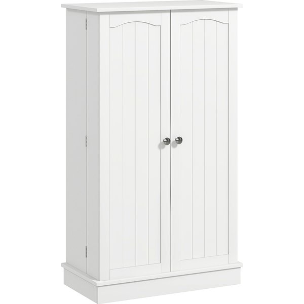 Homcom Armoire Meuble De Cuisine Garde-Manger 2 Portes Avec 5 éTagèRes Et 12 Porte-éPices - 60 X 30 X 104 Cm - Blanc-image