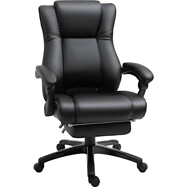 Vinsetto Executive Office Chair: High-Back Swivel Recliner, PU Leather, Footrest & Wheels, Black | Aosom Ireland