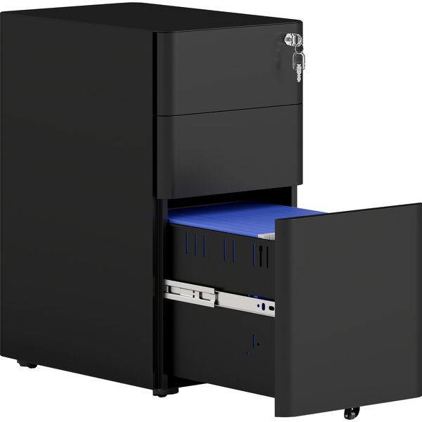 Vinsetto 3-Drawer Steel Filing Cabinet with Lock - Black | Aosom Ireland