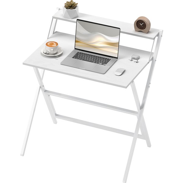 HOMCOM Schreibtisch klappbarer Computertisch 75,5 x 50 cm mit Ablagefach, Schreibtisch Bürotisch für Schlafzimmer, kleine Räume, Weiß Aosom