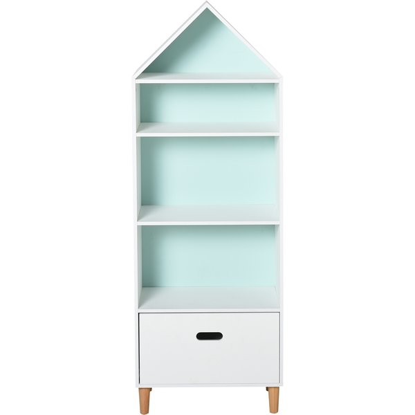 HOMCOM Kinderzimmer Bücherregal Spielzeugregal für Kinder und Jugendliche, 1 Schublade und 4 Regale, Weiß und Blau 50x30x142cm Aosom
