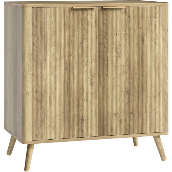 Homcom Buffet Salon Meuble De Rangement Avec Placard à 2 Portes Et éTagèRe RéGlable, 77 X 40 X 81 Cm, Aspect Bois-image