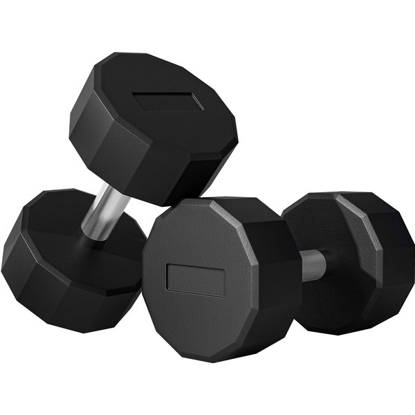 SPORTNOW Set 2 Hanteln mit 12 Seiten zu je 2x15 kg aus Metall und Gummi, Fitnesshantel-Set mit rutschfestem Griff, 26x15.5x15.5 cm, Schwarz Aosom