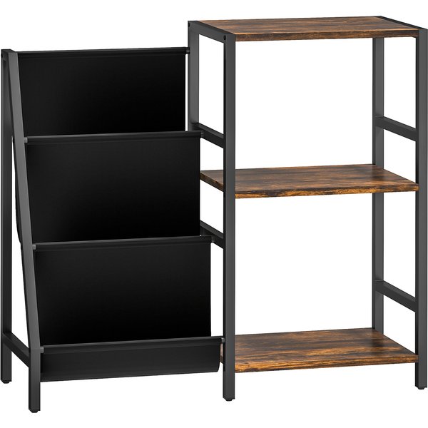 HOMCOM 3-Tier Record Player Stand, End Table for Living Room, Bedroom - Rustic Brown