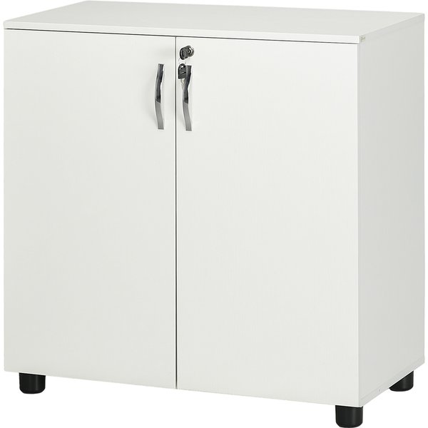 Vinsetto Büromöbel Mehrzweckschrank mit Schloss, Dokumentenschrank mit 2 Türen und Innenregal aus Holz, Weiß, 80x40x80cm Aosom