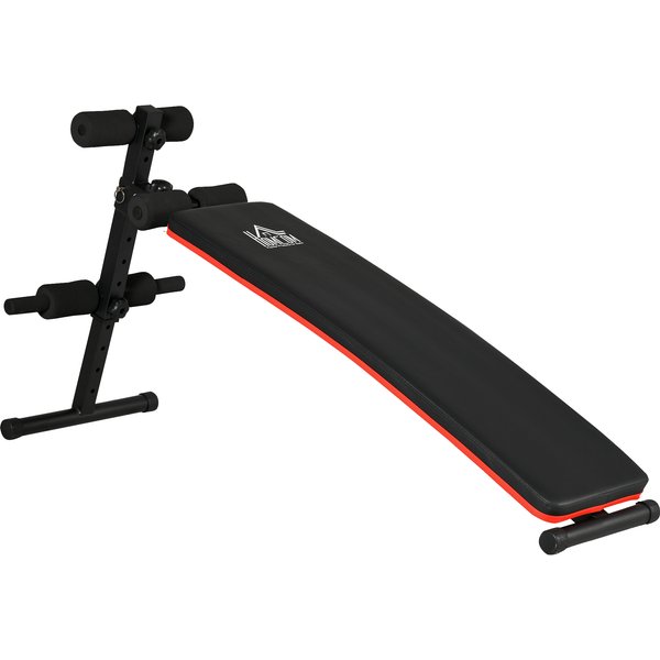 HOMCOM Bauchbank Folding und verstellbar, Multifunktions-Fitnessbank mit gepolsterter Rückenlehne, 47x139x51-69cm, Schwarz und Rot Aosom