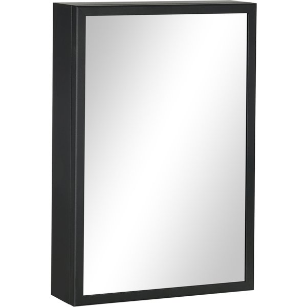 kleankin Bathroom Cabinet with Mirror, Wall Mounted Bathroom Mirror Cabinet with Storage Shelves, 40 x 12 x 60 cm, Black | Aosom Ireland