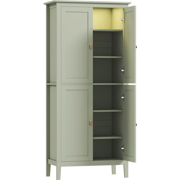 HOMCOM Kitchen Pantry Cabinet, Tall Freestanding 5-Tier Larder Storage Unit with 4 Doors, Grey | Aosom Ireland