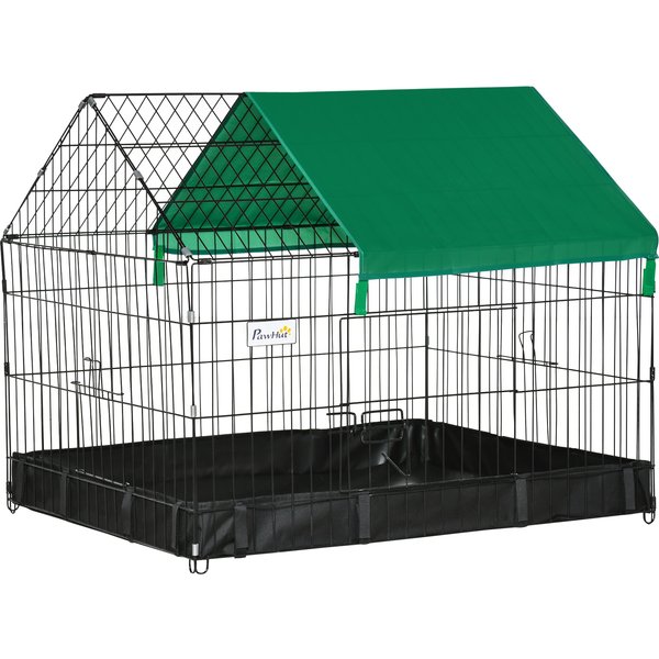 Pawhut Cage Enclos Lapins Petits Animaux Rongeurs IntéRieur Ou ExtéRieurs Avec Bache Protection Inclus - 90 X 75 X 75 Cm-image