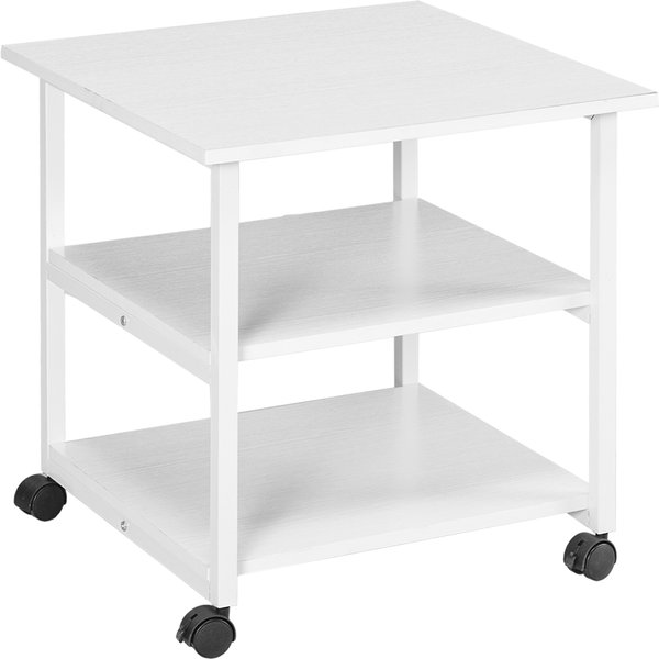 Homcom Support D'imprimante Desserte De Rangement 3 Niveaux éTagèRes Mobile Sur Roulettes 50L X 50L X 52,5H Cm-image