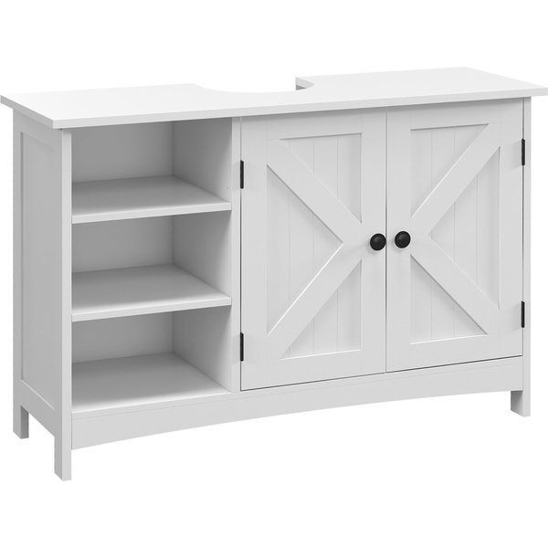 Kleankin Meuble Sous-Vasque Classique Salle De Bain 2 Portes ÉTagèRes RéGlables Blanc 90X30X60Cm Aosom France-image
