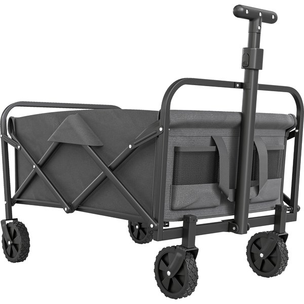 Outsunny 62L Festival Trolley on Wheels, Garden Folding Trolley Cart, 120kg Heavy Duty Collapsible Folding Wagon with Adjustable Handle and Carrying Bag for Beach, Camping, Festival, Grey