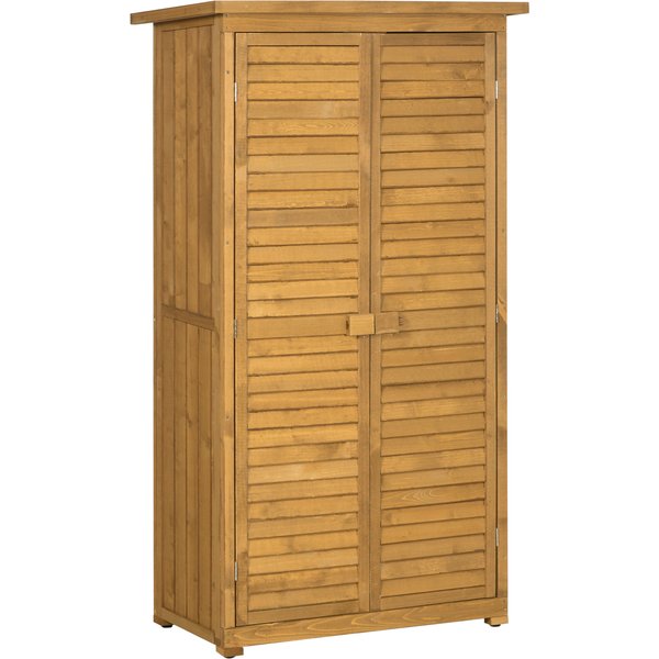 Outsunny Garden Wood Storage Shed Fir Wood Shutter Tool Cabinet Door Lockable | Aosom Ireland