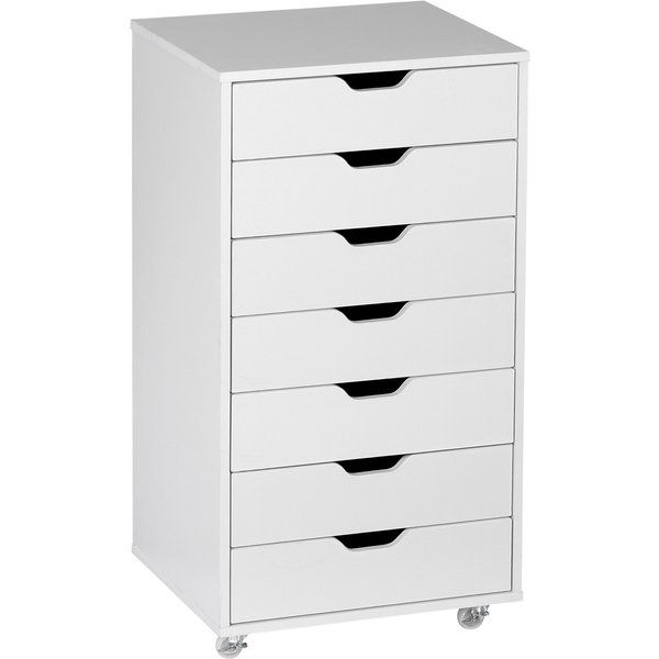 Vinsetto Vertical Filing Cabinet, 7-drawer File Cabinet, Mobile Office Cabinet on Wheels for Study, Home Office, White Aosom UK