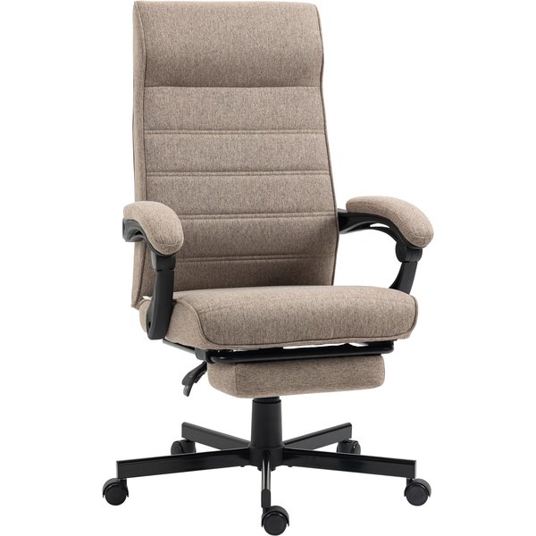 Vinsetto Fauteuil De Bureau Pivotant Inclinable En Tissu Aspect Lin Avec Accoudoirs Hauteur RéGlable Marron-image