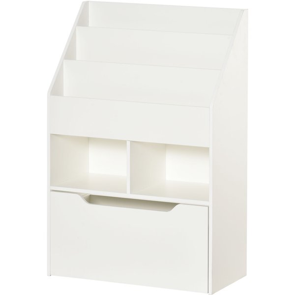 Homcom EtagèRe Pour Enfants Avec Tiroir, EtagèRe à Livres Avec EtagèRes, 60 X 29,9 X 90 Cm, Blanc-image