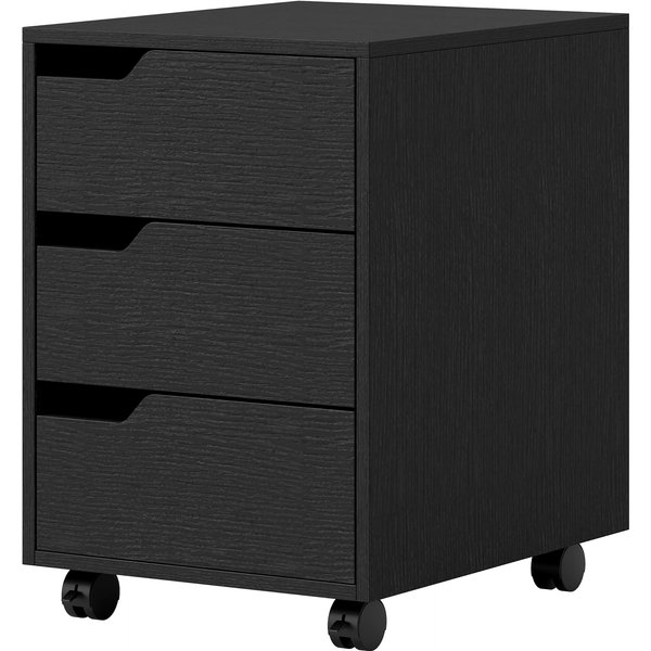 HOMCOM Rollcontainer, Büromöbel mit 3 Schubladen, Rollcontainer, für Dokumente und Ordner, 40 x 50 x 57,5 cm, schwarz Aosom