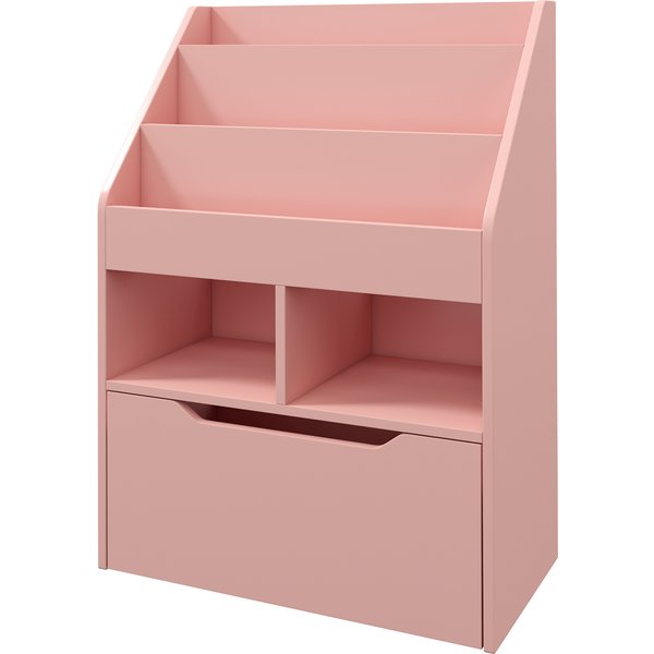 Homcom ÉTagèRe Pour Enfants Avec Tiroir, éTagèRe à Livres Avec éTagèRes, 60 X 29,9 X 90 Cm, Rose-image
