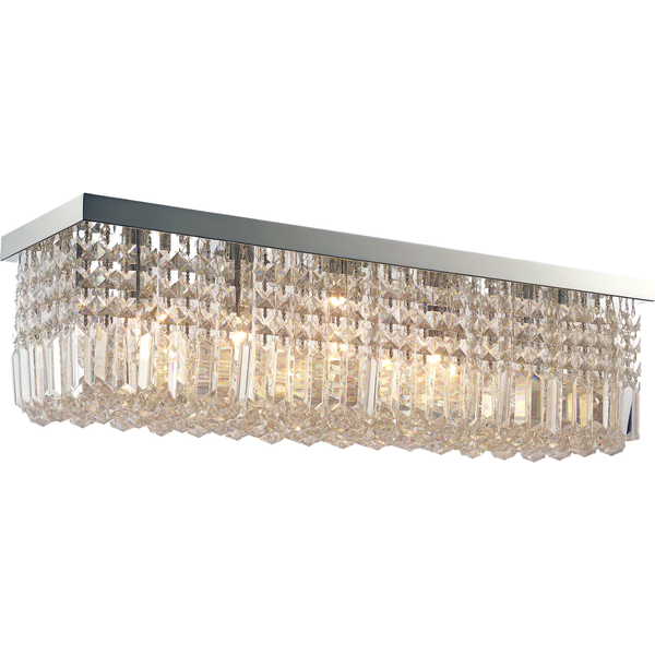 HOMCOM Modern Crystal Ceiling Light Square Crystal Chandelier for Living Room, Dining Room, Hall, E14 Base, Silver, 80 x 25 x 23cm Aosom UK