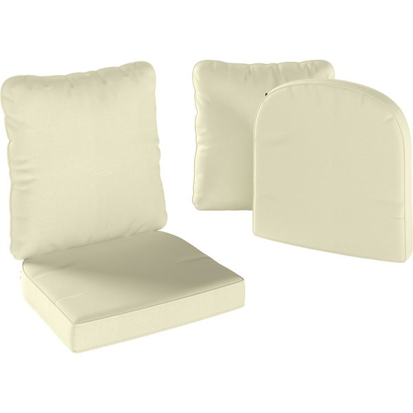 Outsunny Ensemble De 2 Coussins D'assise Avec Dossier, Coussin D'assise Et De Dossier ExtéRieur Et IntéRieur, CrèMe-image
