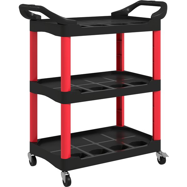 Homcom Chariot D'atelier à 3 Niveaux Avec PoignéE LatéRale Pour Garage, EntrepôT, Outils De Bricolage, Charge 91 Kg, Noir-image