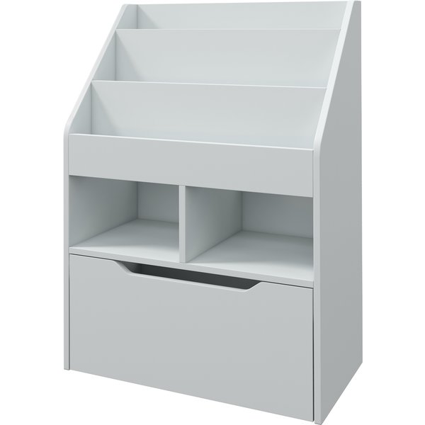 Homcom EtagèRe Pour Enfants Avec Tiroir, éTagèRe à Livres Avec éTagèRes, 60 X 29,9 X 90 Cm, Gris-image